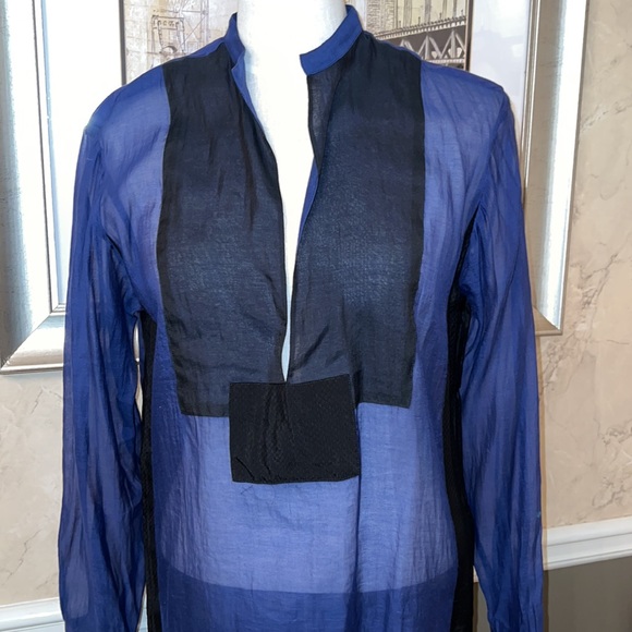 Dries Van Noten Blue and Black Long Sleeves Shirt size 36 - Picture 5 of 10